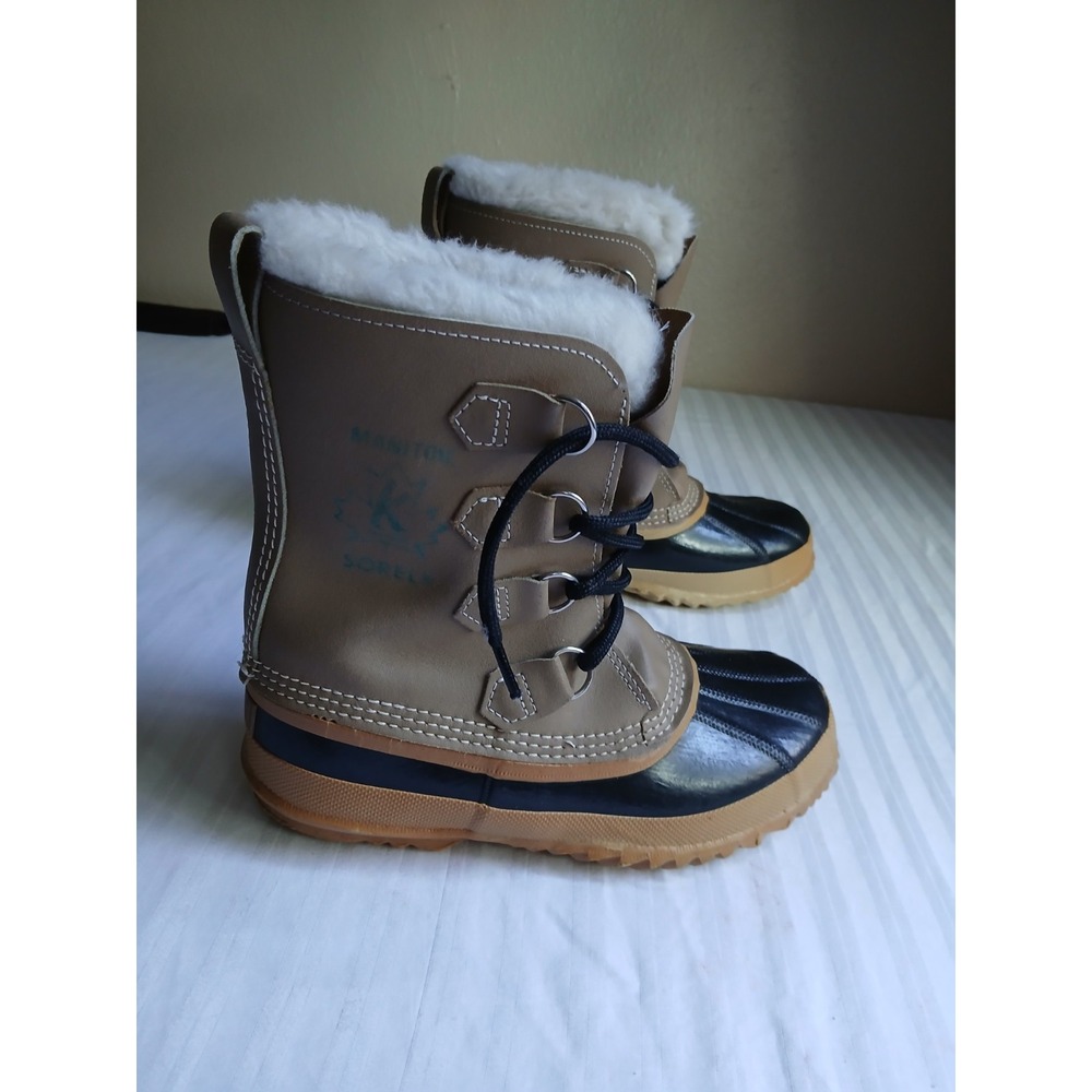 Vintage Sorel Boots Womens 7 Manitoba Fur Lined Snow Winter Lace Up USA
